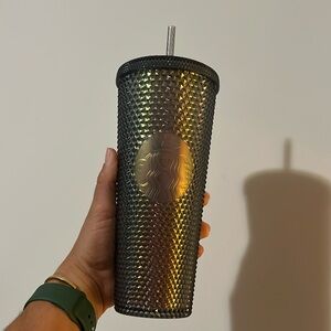 NEW Starbucks Limited Edition Gold Black Dark Studded Cold Cup Tumbler 24oz